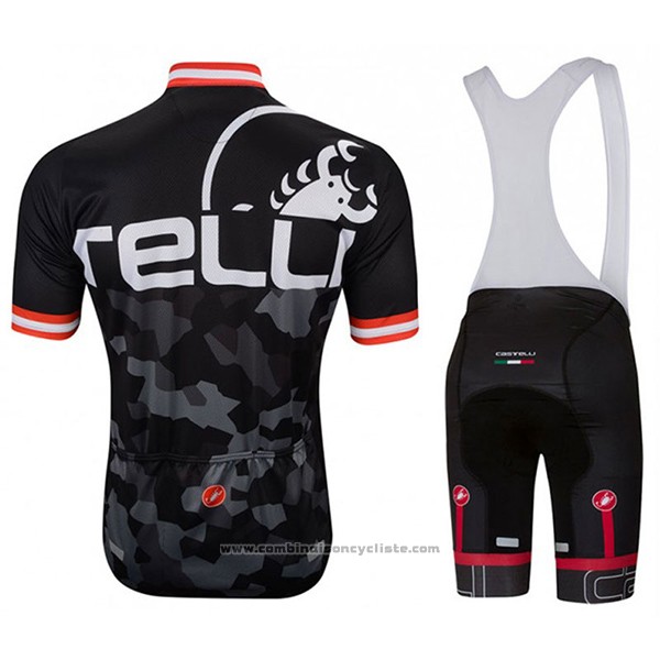 2017 Maillot Cyclisme Castelli Attacco Noir Manches Courtes et Cuissard