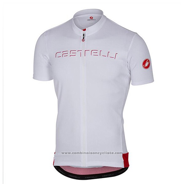 2017 Maillot Cyclisme Castelli Blanc Manches Courtes et Cuissard