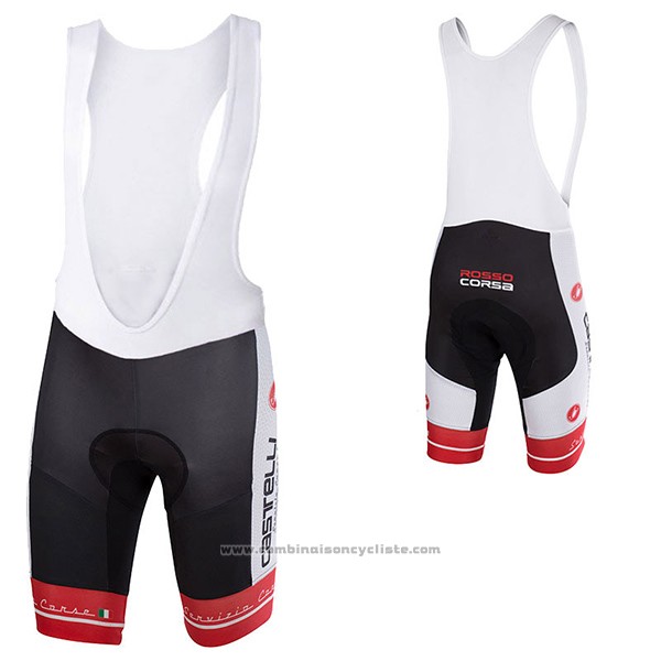 2017 Maillot Cyclisme Castelli Blanc et Noir Manches Courtes et Cuissard