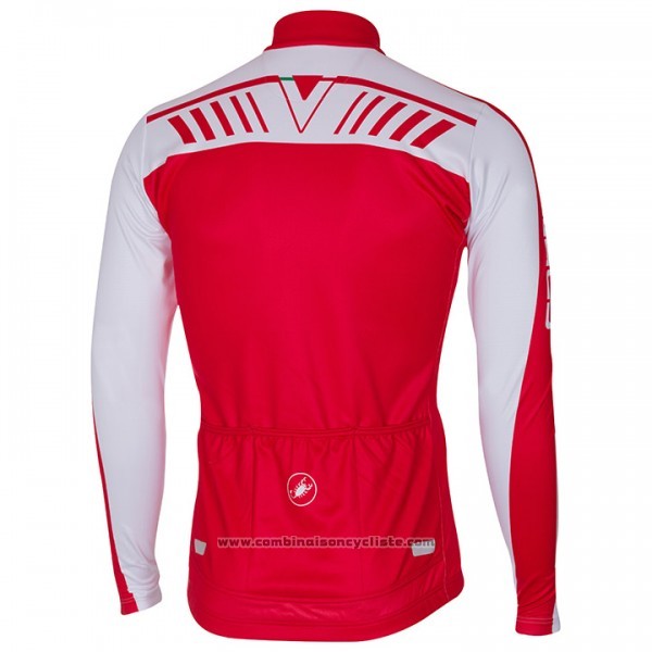 2017 Maillot Cyclisme Castelli Blanc et Rouge Manches Longues et Cuissard