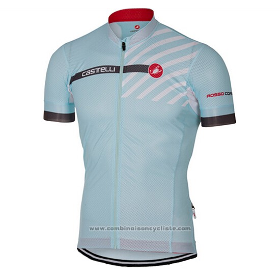 2017 Maillot Cyclisme Castelli Bleu Clair Manches Courtes et Cuissard