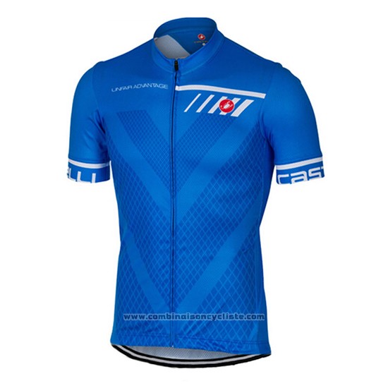 2017 Maillot Cyclisme Castelli Bleu Manches Courtes et Cuissard