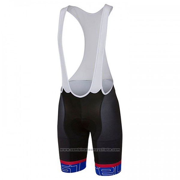2017 Maillot Cyclisme Castelli Bleu et Rouge Manches Courtes et Cuissard
