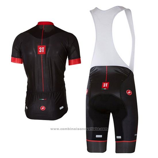 2017 Maillot Cyclisme Castelli Brillant Noir et Rouge Manches Courtes et Cuissard