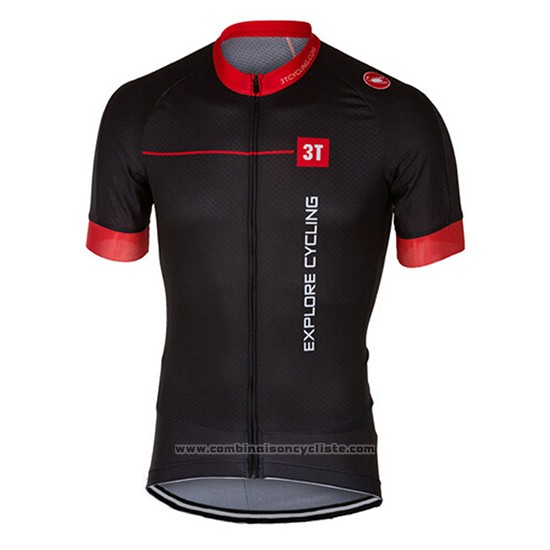 2017 Maillot Cyclisme Castelli Brillant Noir et Rouge Manches Courtes et Cuissard