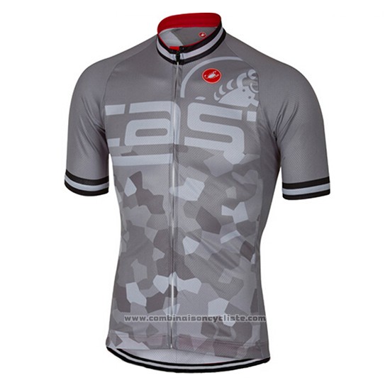 2017 Maillot Cyclisme Castelli Gris Manches Courtes et Cuissard
