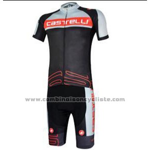 2017 Maillot Cyclisme Castelli Gris et Noir Manches Courtes et Cuissard