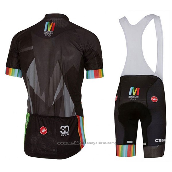 2017 Maillot Cyclisme Castelli Maratona Noir Manches Courtes et Cuissard