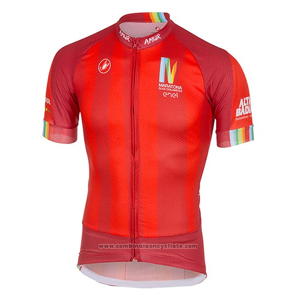 2017 Maillot Cyclisme Castelli Maratone Rouge Manches Courtes et Cuissard