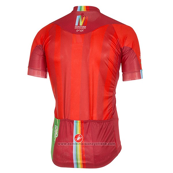 2017 Maillot Cyclisme Castelli Maratone Rouge Manches Courtes et Cuissard