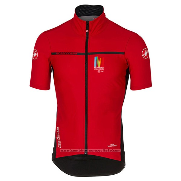 2017 Maillot Cyclisme Castelli Maratone Rouge et Noir Manches Courtes et Cuissard