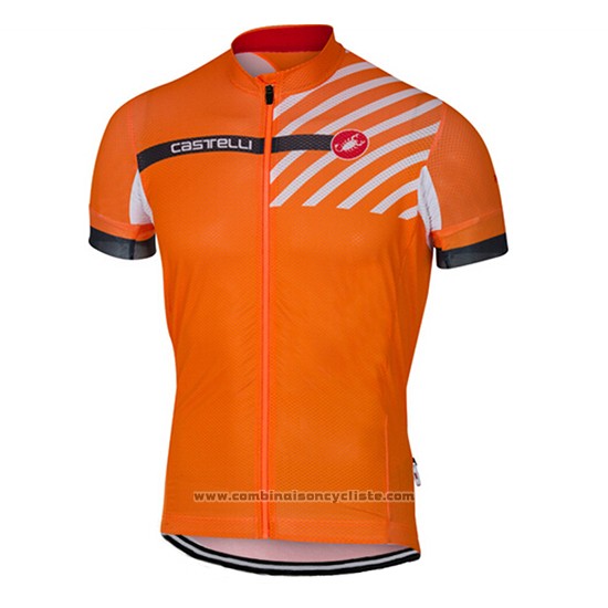 2017 Maillot Cyclisme Castelli Orange Manches Courtes et Cuissard