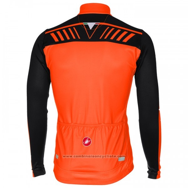 2017 Maillot Cyclisme Castelli Orange et Noir Manches Longues et Cuissard
