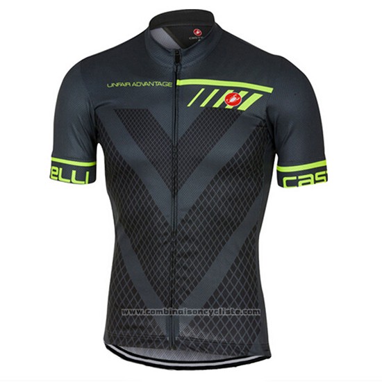 2017 Maillot Cyclisme Castelli Profond Gris Manches Courtes et Cuissard