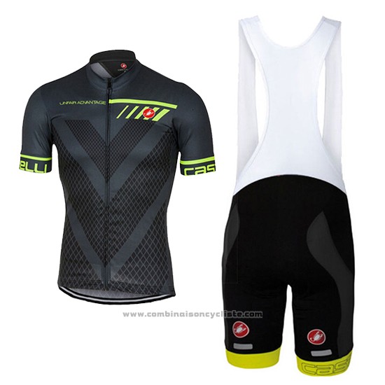 2017 Maillot Cyclisme Castelli Profond Gris Manches Courtes et Cuissard