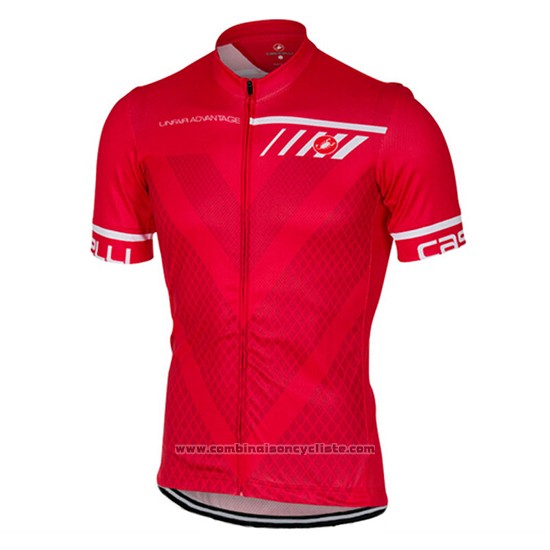2017 Maillot Cyclisme Castelli Rouge Manches Courtes et Cuissard