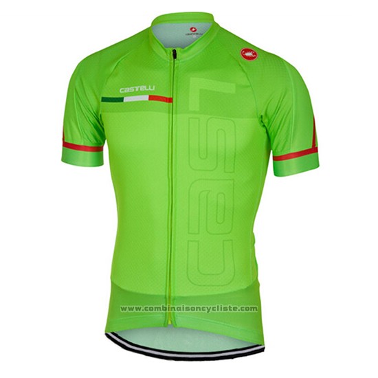 2017 Maillot Cyclisme Castelli Vert Manches Courtes et Cuissard