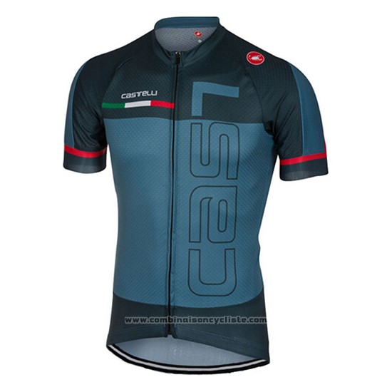 2017 Maillot Cyclisme Castelli Vert Militare Manches Courtes et Cuissard