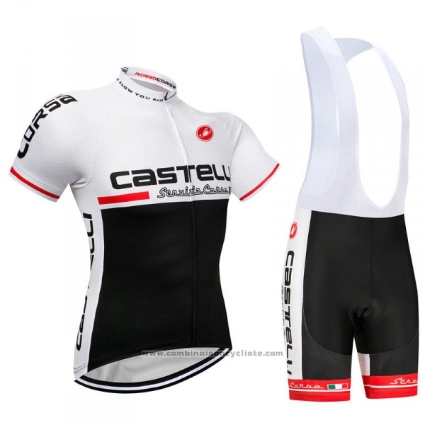 2018 Maillot Cyclisme Castelli Blanc Noir Manches Courtes et Cuissard