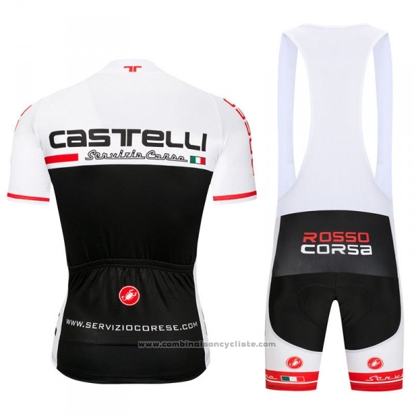 2018 Maillot Cyclisme Castelli Blanc Noir Manches Courtes et Cuissard