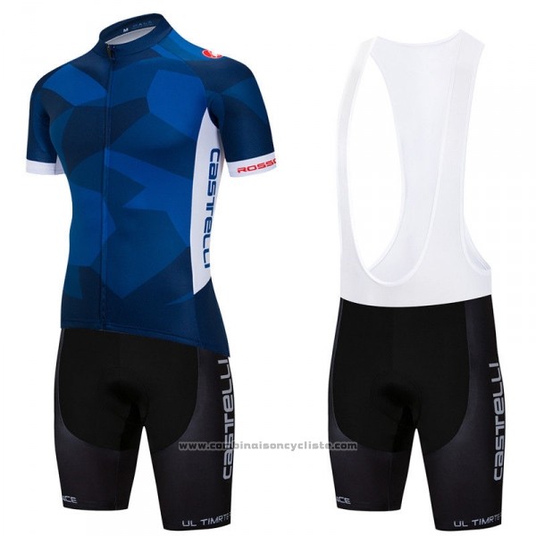 2018 Maillot Cyclisme Castelli Fonce Bleu Manches Courtes et Cuissard
