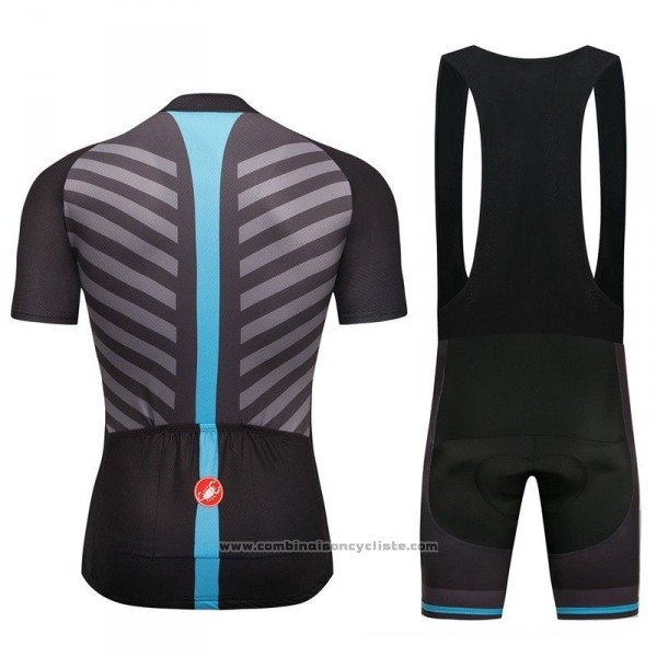 2018 Maillot Cyclisme Castelli Fonce Gris Manches Courtes et Cuissard