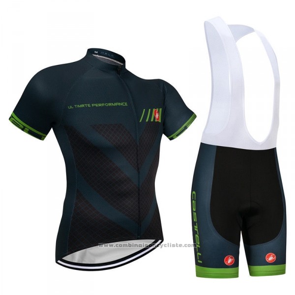 2018 Maillot Cyclisme Castelli Fonce Vert Manches Courtes et Cuissard