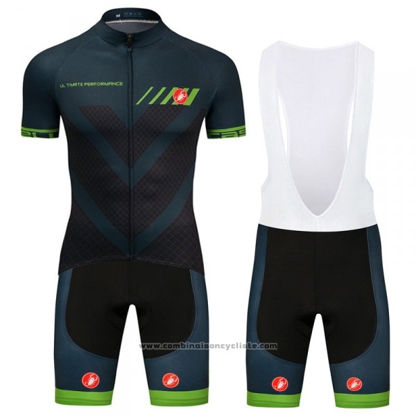 2018 Maillot Cyclisme Castelli Fonce Vert Manches Courtes et Cuissard