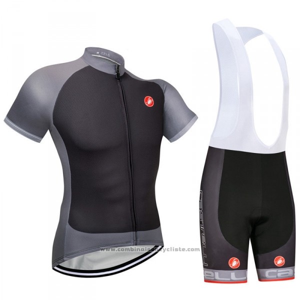 2018 Maillot Cyclisme Castelli Gris Manches Courtes et Cuissard