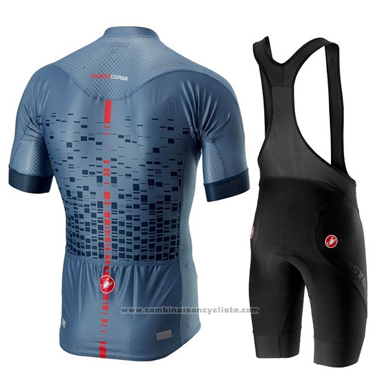 2019 Maillot Cyclisme Castelli Climber's 2.0 Gris Bleu Manches Courtes et Cuissard