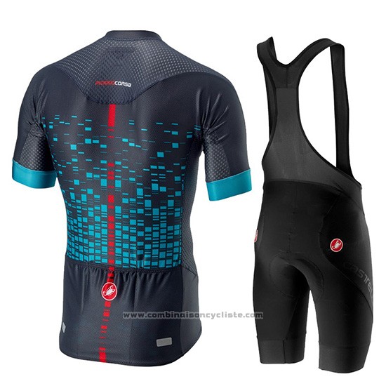 2019 Maillot Cyclisme Castelli Climber's 2.0 Noir Azur Manches Courtes et Cuissard