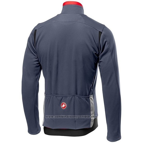 2019 Maillot Cyclisme Castelli DE Gris Rouge Manches Longues et Cuissard