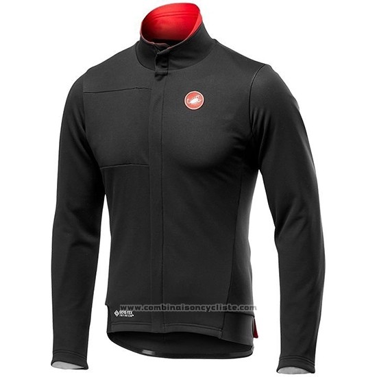 2019 Maillot Cyclisme Castelli DE Noir Rouge Manches Longues et Cuissard