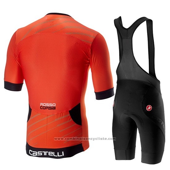 2019 Maillot Cyclisme Castelli Free Speed Race Orange Manches Courtes et Cuissard