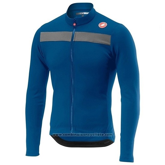 2019 Maillot Cyclisme Castelli Puro 3 Bleu Noir Manches Longues et Cuissard