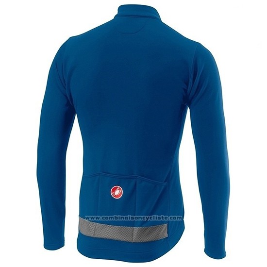 2019 Maillot Cyclisme Castelli Puro 3 Bleu Noir Manches Longues et Cuissard