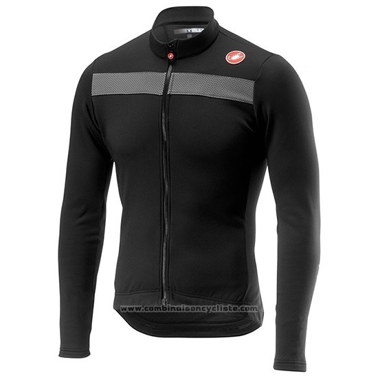 2019 Maillot Cyclisme Castelli Puro 3 Gris Noir Manches Longues et Cuissard
