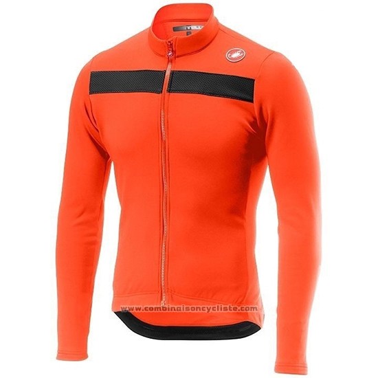 2019 Maillot Cyclisme Castelli Puro 3 Orange Noir Manches Longues et Cuissard