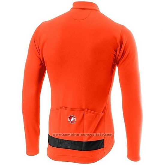 2019 Maillot Cyclisme Castelli Puro 3 Orange Noir Manches Longues et Cuissard