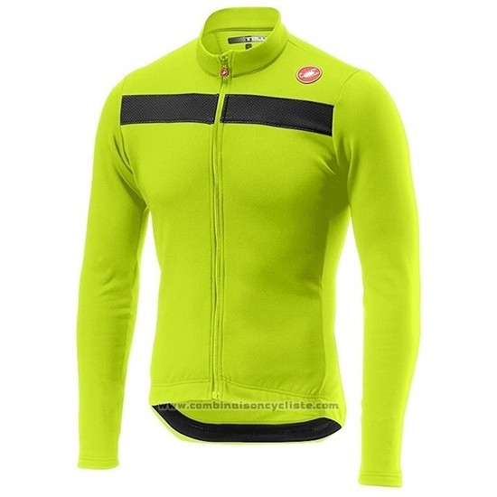 2019 Maillot Cyclisme Castelli Puro 3 Vert Noir Manches Longues et Cuissard