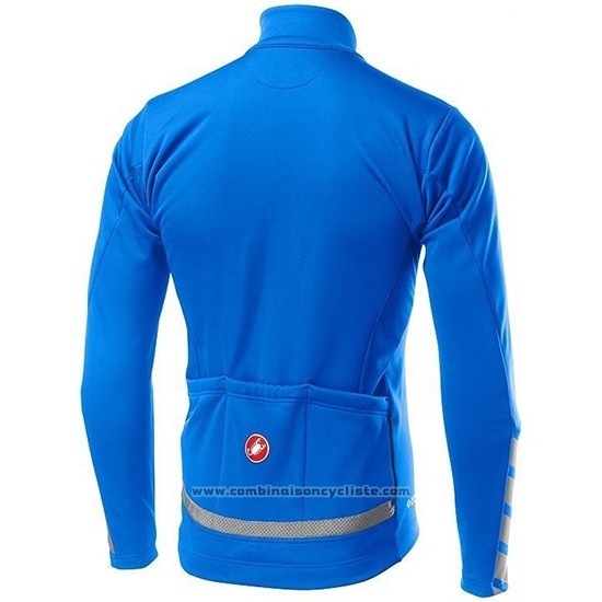 2019 Maillot Cyclisme Castelli Raddoppia 2 Bleu Argent Manches Longues et Cuissard