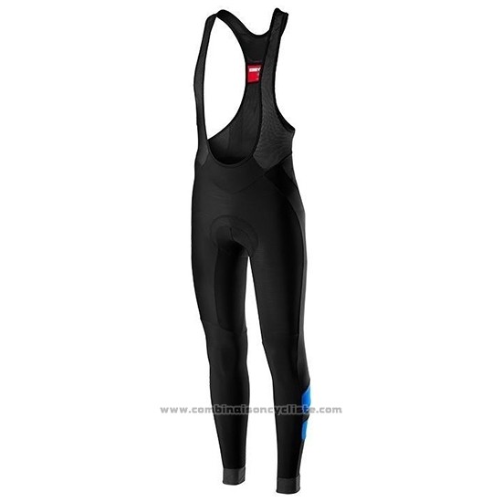 2019 Maillot Cyclisme Castelli Raddoppia 2 Bleu Argent Manches Longues et Cuissard