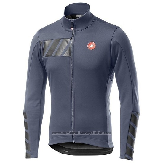 2019 Maillot Cyclisme Castelli Raddoppia 2 Gris Argent Manches Longues et Cuissard