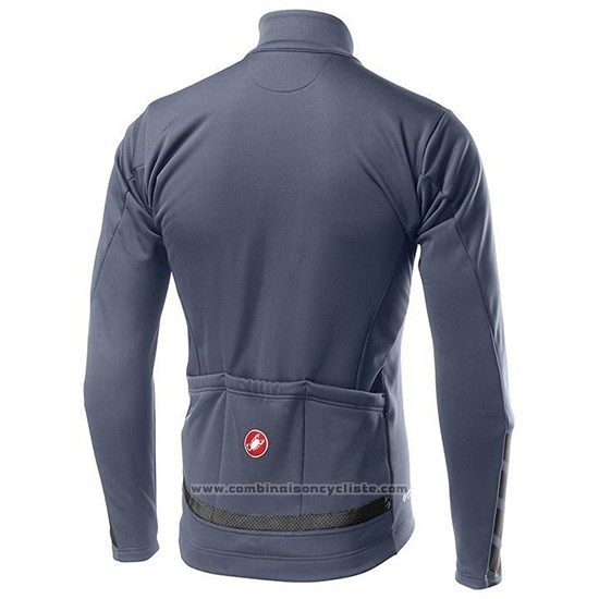2019 Maillot Cyclisme Castelli Raddoppia 2 Gris Argent Manches Longues et Cuissard