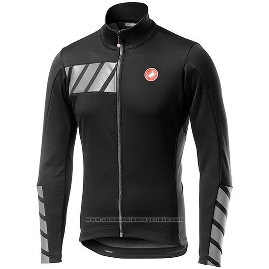 2019 Maillot Cyclisme Castelli Raddoppia 2 Noir Argent Manches Longues et Cuissard