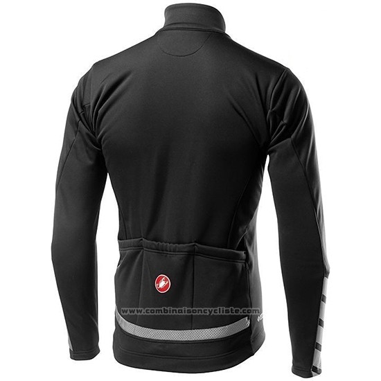 2019 Maillot Cyclisme Castelli Raddoppia 2 Noir Argent Manches Longues et Cuissard