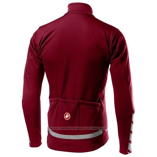 2019 Maillot Cyclisme Castelli Raddoppia 2 Rouge Argent Manches Longues et Cuissard