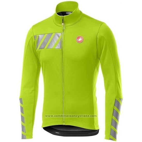 2019 Maillot Cyclisme Castelli Raddoppia 2 Vert Argent Manches Longues et Cuissard