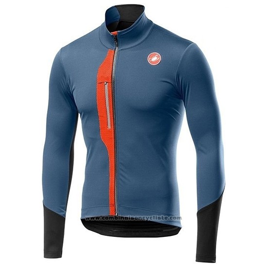 2019 Maillot Cyclisme Castelli TRAS Bleu Orange Manches Longues et Cuissard
