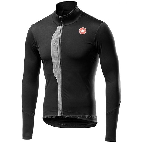 2019 Maillot Cyclisme Castelli TRAS Noir Argent Manches Longues et Cuissard